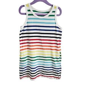 Primary Kids Size 6-7 Rainbow Stripe Tank Top Dress Summer Casual 100% Cotton